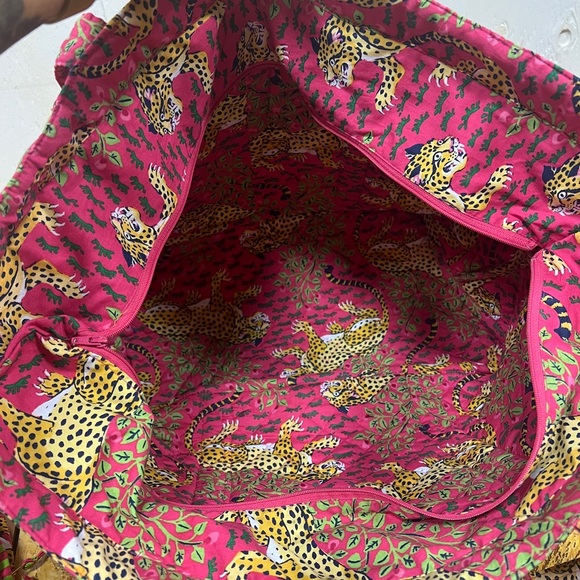 Pink Leopard Print Quilted weekend travel Tote Bag set of 3 printfresh bagheera - Picture 3 of 12